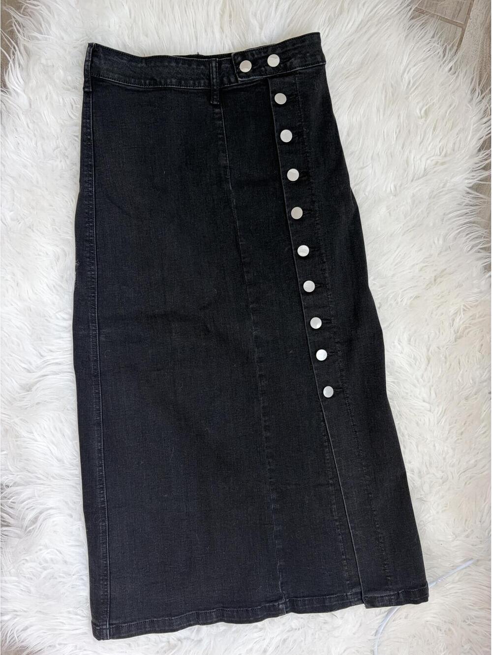 Black Jean Skirt - Size Small
